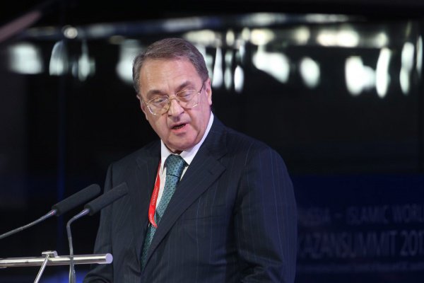 Mikhail Bogdanov reads Sergey Lavrov’s welcoming address at the Aitmatov Readings Forum