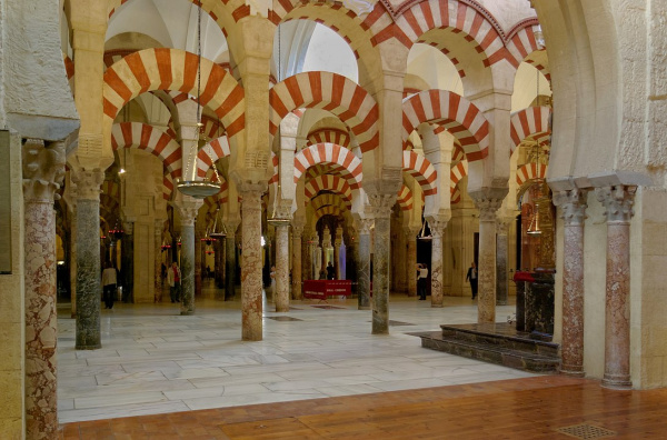 The Great Mosque of Cordoba and the Alhambra. Islamic art in Andalusia.