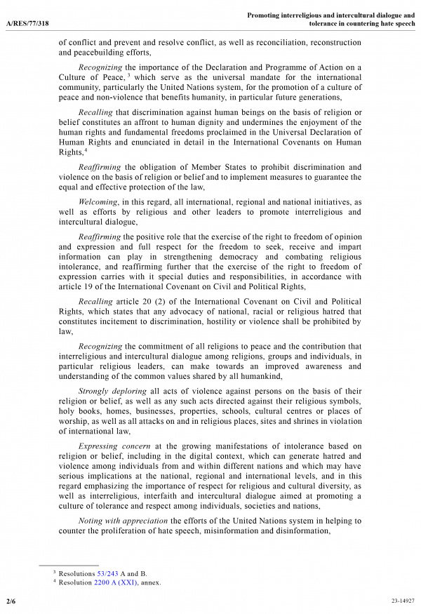 UN Adopts Resolution Promoting Interreligious and Intercultural Dialogue